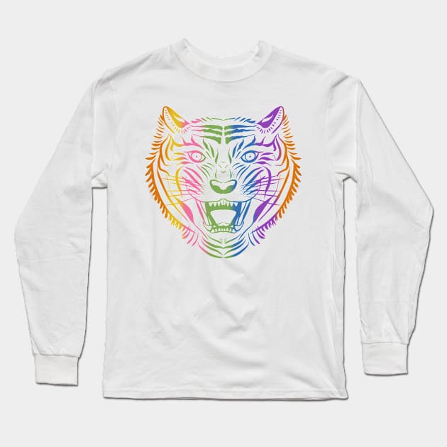 Tiger head in multi color Long Sleeve T-Shirt by wenlu